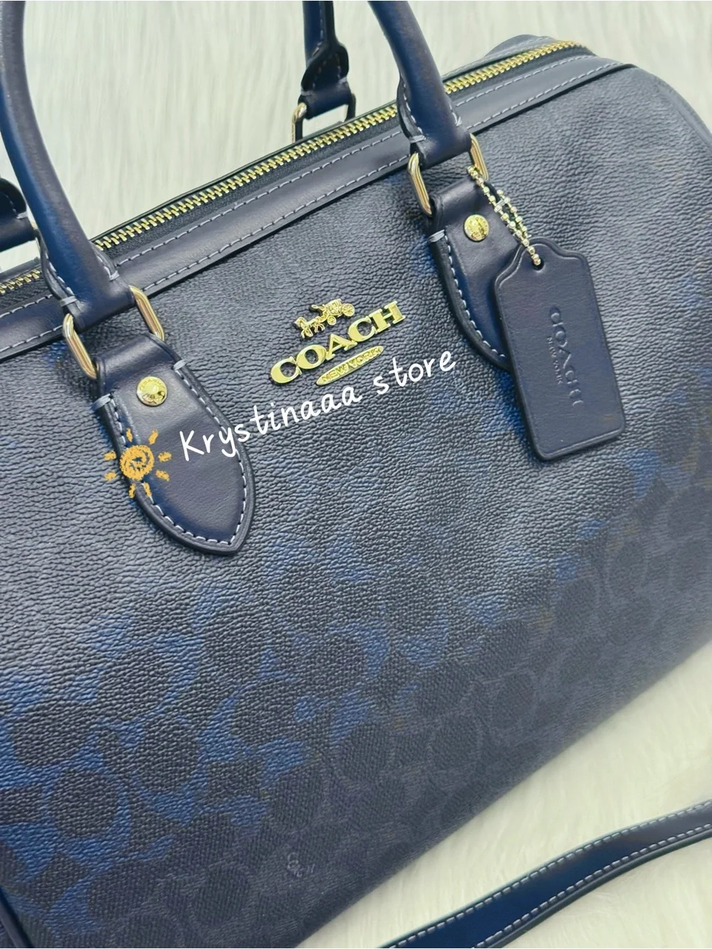 Coach Rowan Large Satchel Bag In Signature Canvas CEY74 Navy NWT